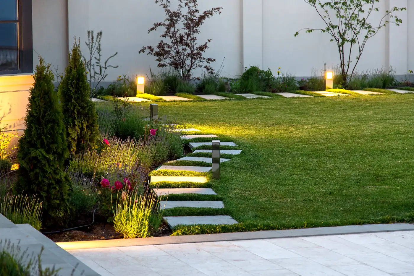 Garden path lighting installed at a local home