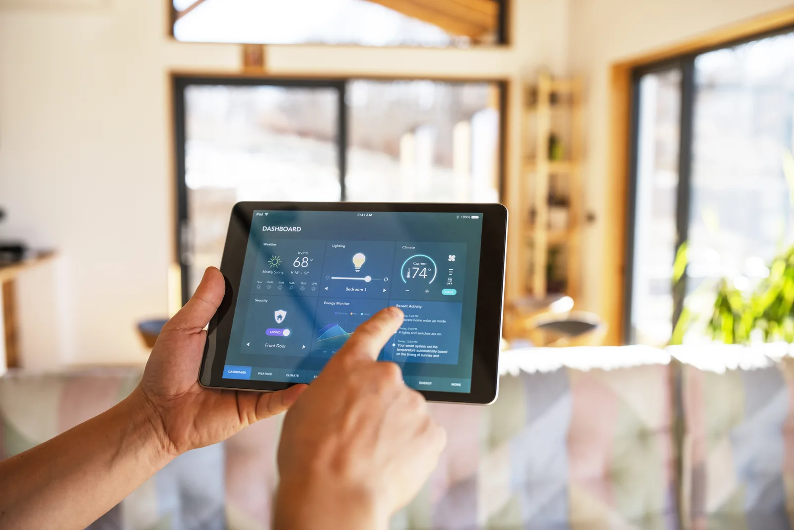 Home automation controlled from a wall-mounted tablet